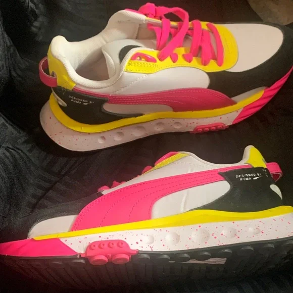 Puma | Shoes | Puma Neon Pink And Yellow Sneakers | Poshmark